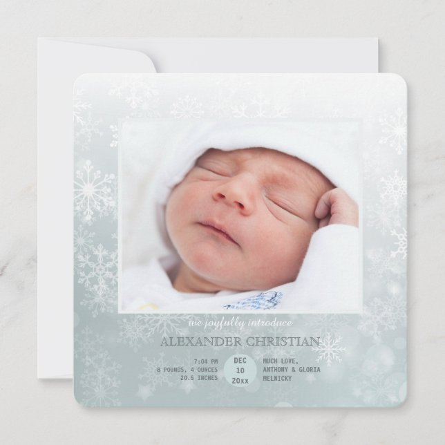 Anúncio de Nascimento da Foto de Chegada do invern (Frente)