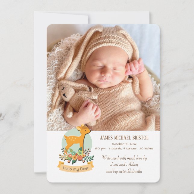 Anúncio de Nascimento da Foto de Deer (Frente)