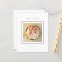 Anúncio de Nascimento da Foto de Gêmeos Minimalist