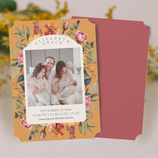 Anúncio de nascimento da Foto do Arco Floral Boho  (Criador carregado)