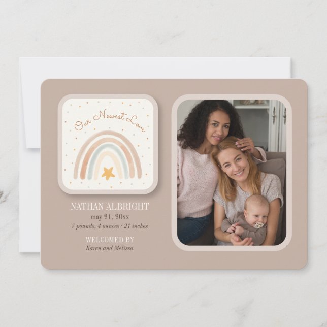 Anúncio de Nascimento da Foto do Arco-Íris (Frente)