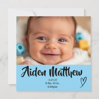 Anúncio de Nascimento da Foto do Baby Boy