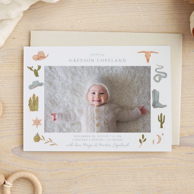 Anúncio de Nascimento da Foto do Bebê do Blue Cowb (Criador carregado)