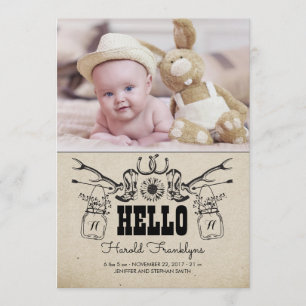 Anúncio de Nascimento da Foto do Bebê do Cowboy Re