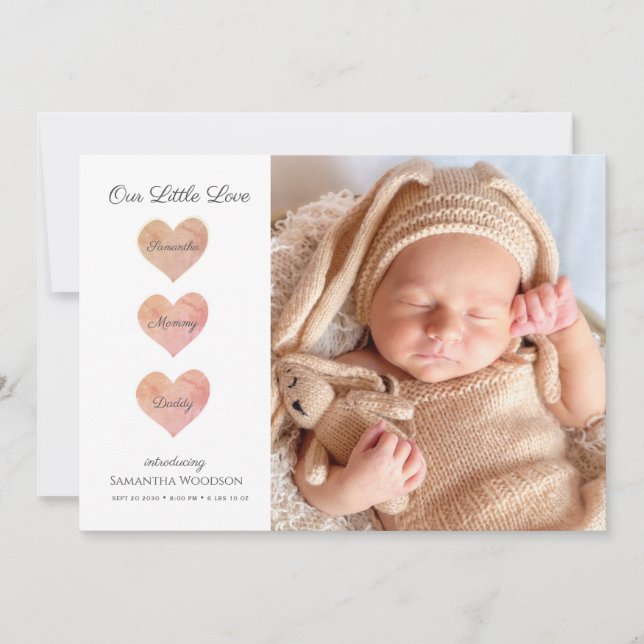 Anúncio de Nascimento da Foto do Bebê Moderno (Frente)