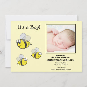 Anúncio de Nascimento da Foto do Bumble Bees Baby