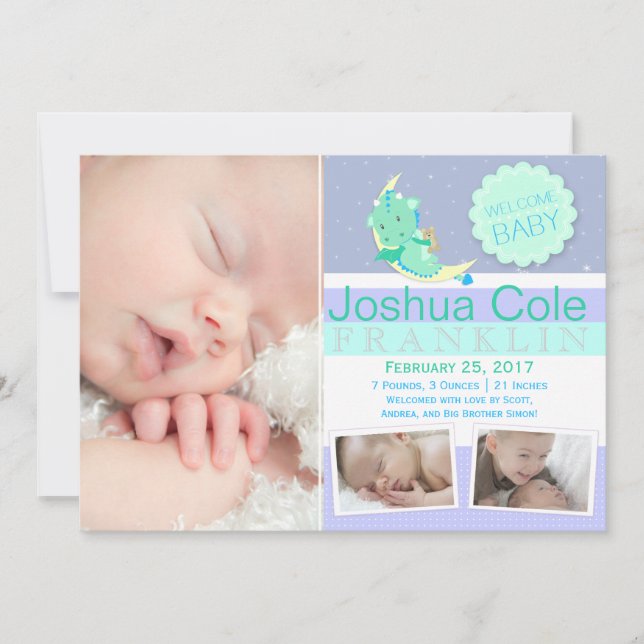 Anúncio de Nascimento da Foto do GreenDragon (Frente)