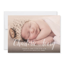 Anúncio de Nascimento da Foto do Nome da Caligrafi