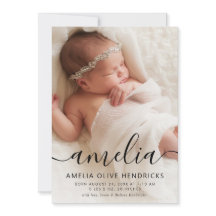 Anúncio de Nascimento da Foto do Nome da Caligrafi