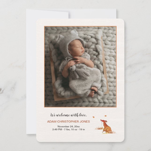 Anúncio de Nascimento da Foto do Ref Fox Cub (Frente)