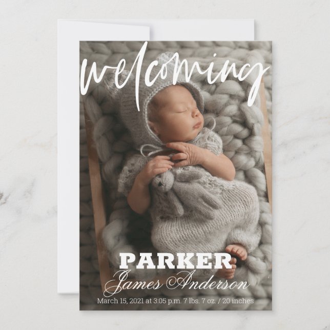 Anúncio de Nascimento da Foto Moderna (Frente)