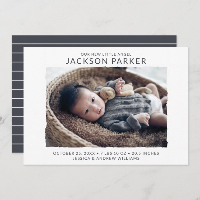 Anúncio de Nascimento da Foto Moderna (Frente/Verso)