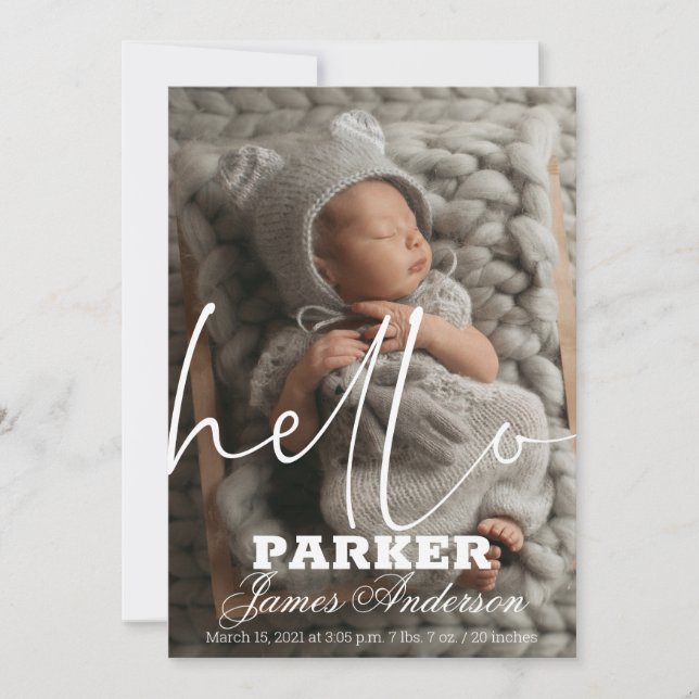 Anúncio de Nascimento da Foto Moderna (Frente)