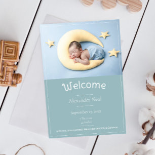 Anúncio de Nascimento da Foto Moderna Teal