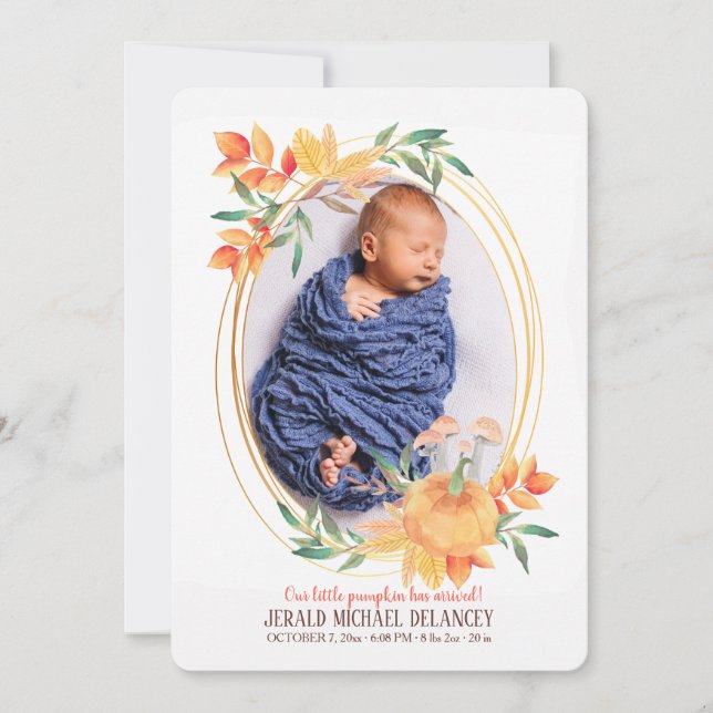 Anúncio de Nascimento da Foto Oval de Pumpkin (Frente)