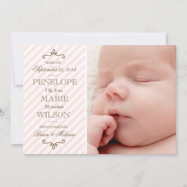 Anúncio de Nascimento da Garota Cinzenta Rosa Vint (Frente)