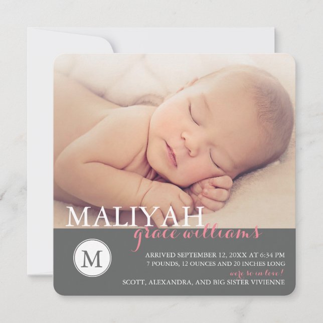 Anúncio de Nascimento da Garota Clássica do Monogr (Frente)