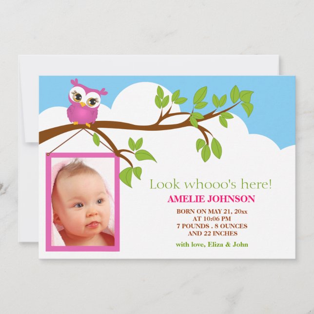 Anúncio de Nascimento da Garota do Bebê (Frente)