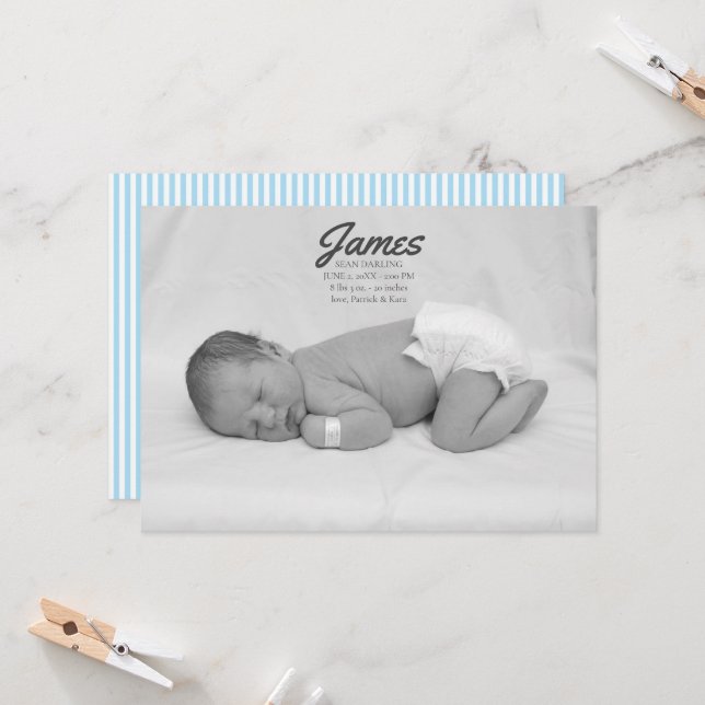 Anúncio de Nascimento da Greve Azul do Baby Boy (Frente/Verso In Situ)