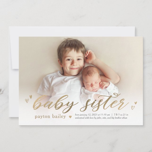 Anúncio de Nascimento da Irmã Bebê (Frente)