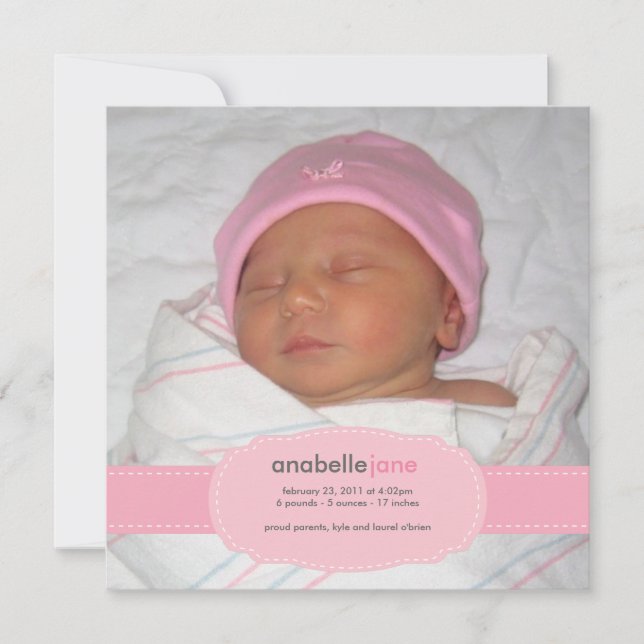 Anúncio de Nascimento da Menina (Frente)