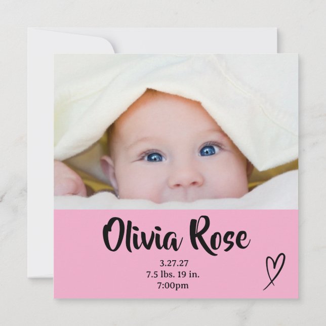 Anúncio de Nascimento da Menina (Verso)