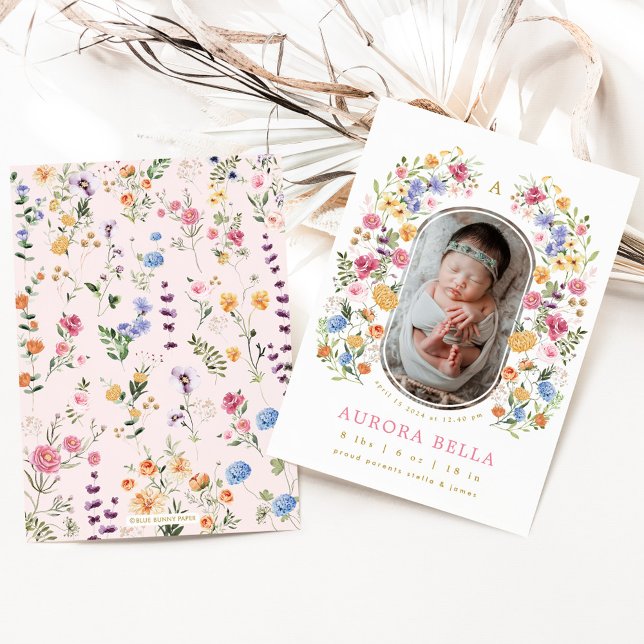 Anúncio de Nascimento da Menina de Flor Selvagem b (Criador carregado)