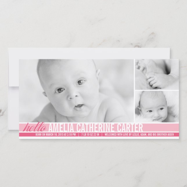 Anúncio de Nascimento da Menina dos Tones Modernos (Frente)