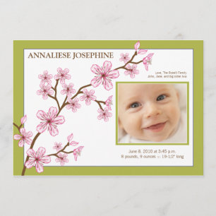 Anúncio de Nascimento da Menina Flor de Cerejeira 