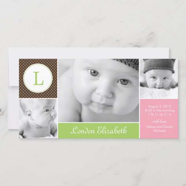 Anúncio de Nascimento da Menina Inicial Moderna (Frente)