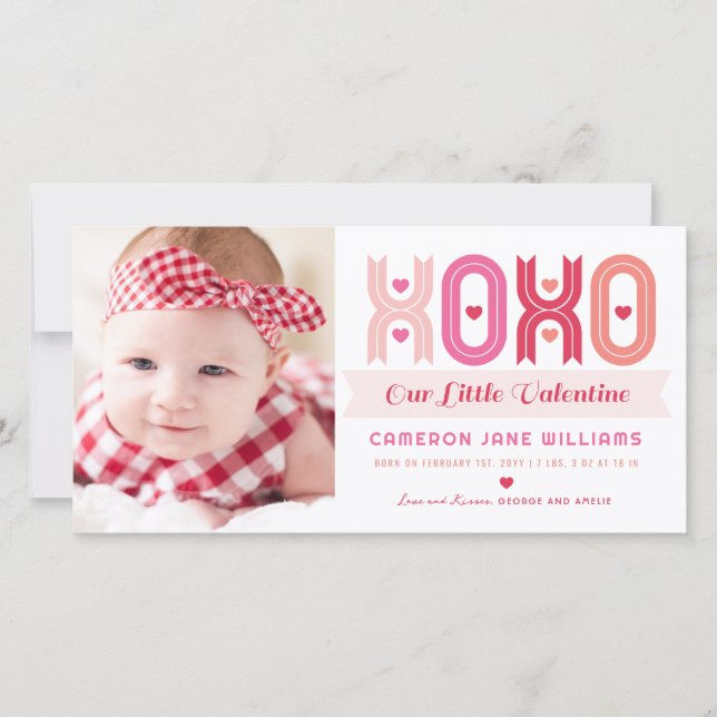 Anúncio de nascimento da Namorados Rosa XOXO (Frente)