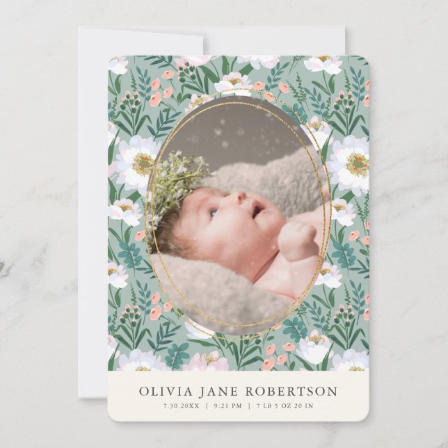 Anúncio de Nascimento da Rapariga Verde de Flores  (Frente)