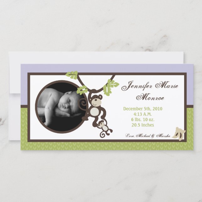 Anúncio de Nascimento da Selva de Foto em Tempo de (Frente)