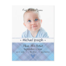 Anúncio de nascimento da Xadrez Prince Baby Blue B