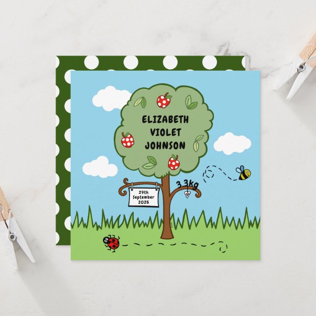 Anúncio de nascimento de árvore de celebração pers (Frente/Verso In Situ)