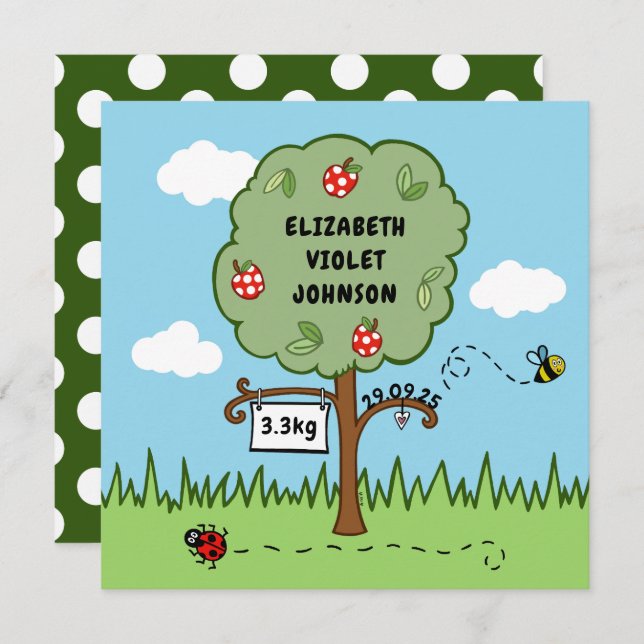 Anúncio de nascimento de árvore de celebração pers (Frente/Verso)