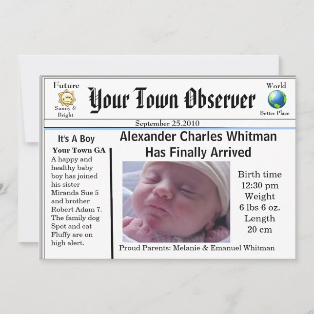 Anúncio de nascimento de bebê charmoso e exclusivo (Frente)