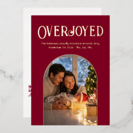 Anúncio de Nascimento de Bebê Crimson Luxe Xmas Fo