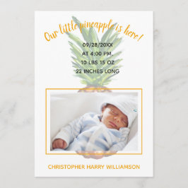 Anúncio de Nascimento de Bebê de Abacaxi Tropical