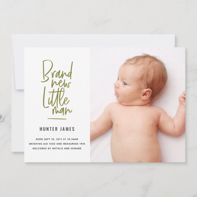 Anúncio de nascimento de bebê desenhado à mão mode (Frente)