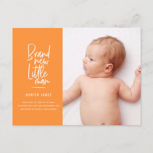 Anúncio de nascimento de bebê desenhado à mão mode (Frente)