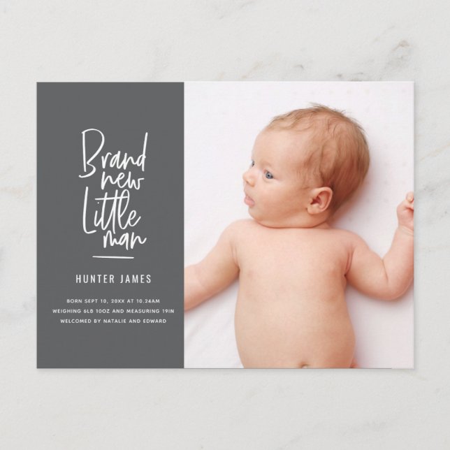 Anúncio de nascimento de bebê desenhado à mão mode (Frente)