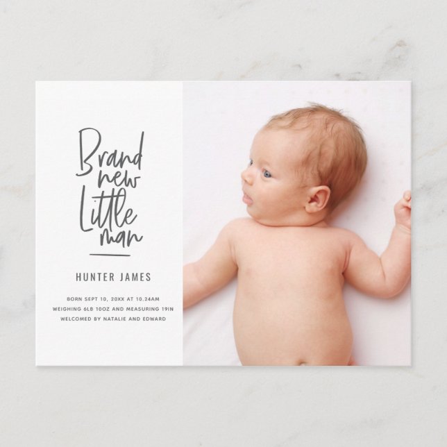 Anúncio de nascimento de bebê desenhado à mão mode (Frente)