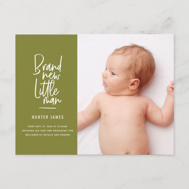 Anúncio de nascimento de bebê desenhado à mão mode (Frente)