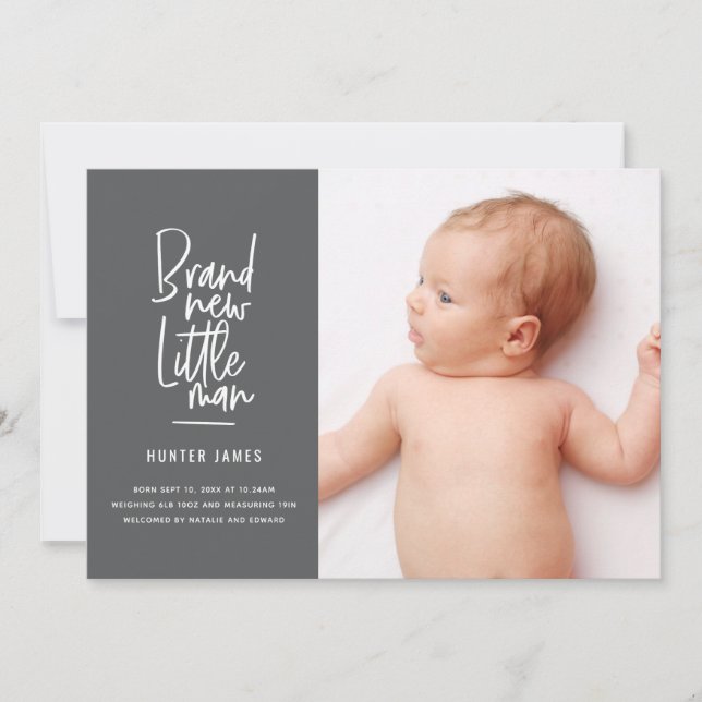 Anúncio de nascimento de bebê desenhado à mão mode (Frente)