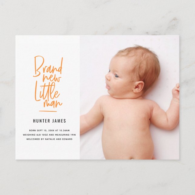 Anúncio de nascimento de bebê desenhado à mão mode (Frente)