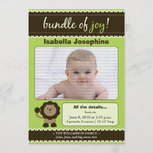 Anúncio de Nascimento de Bebê Designer Leão: verde