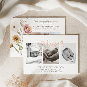 Anúncio de Nascimento de Bebê Floral Soft Outono