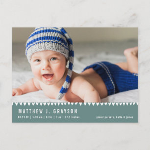 Anúncio de Nascimento de Bebê Foto em Cartão Posta