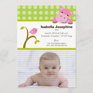 Anúncio de Nascimento de Bebê Hipopótamo e Passari